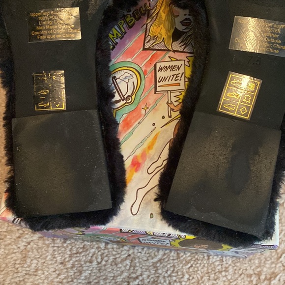 Open Toe Faux Fur Jeffery Campbell Slides with Faux Pearl and Crystal Detail ! - Picture 8 of 8